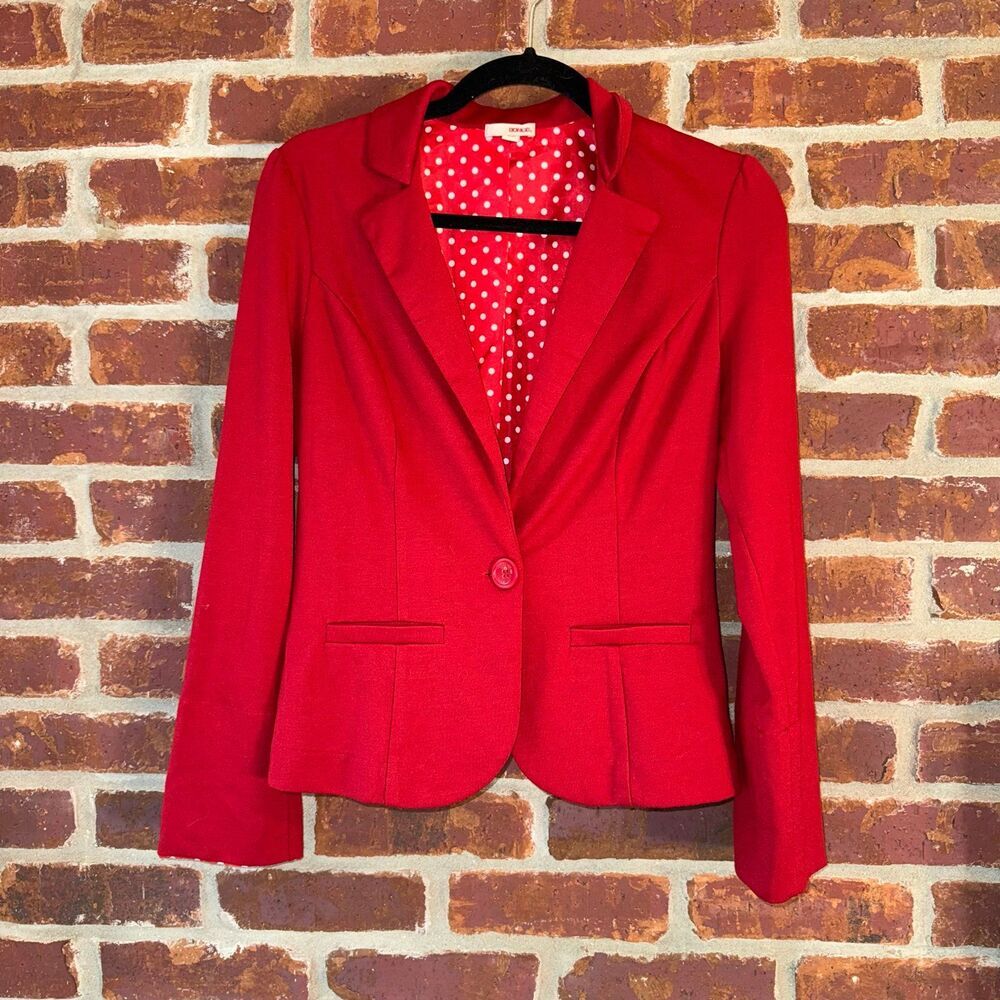 Bongo red slim fit one button knit blazer size small